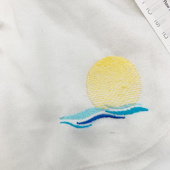 2/$30 FORTUNE Swimwear Shorts Size S Talitha Sun Wave Embroidered Raw Hem - Picture 3 of 8